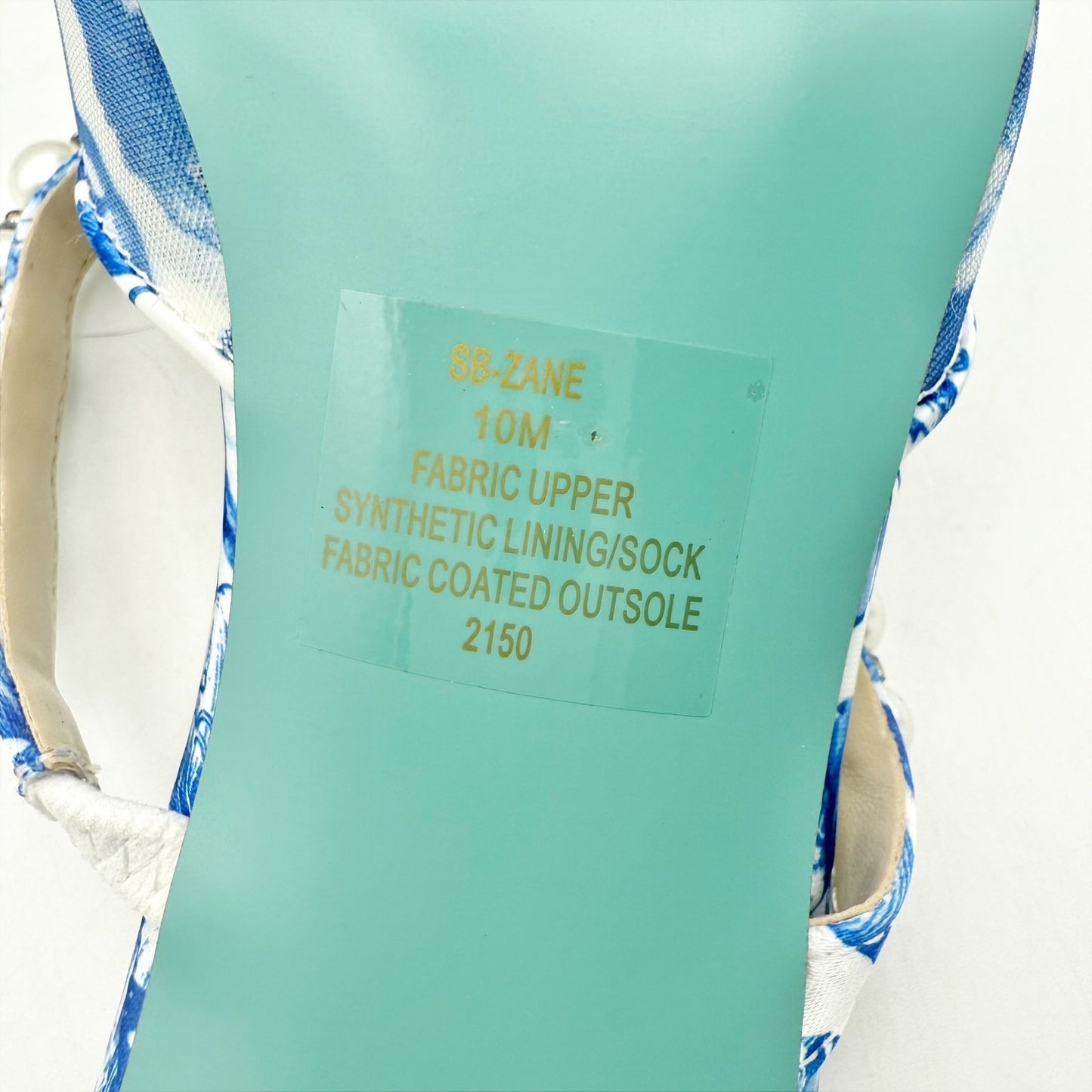 Betsey Johnson Womens Zane Mule Heels US 10 Blue Off White Mesh Fabric NIB