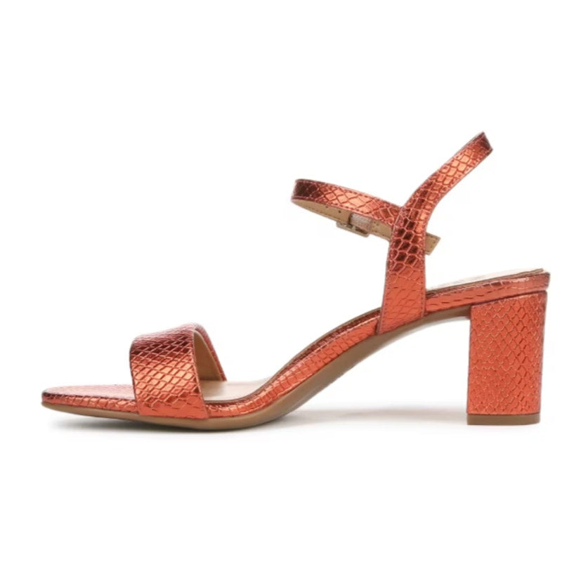 Naturalizer Womens Bristol Heel Sandal 8.5 Wide Orange Metallic Snake Print NWOB