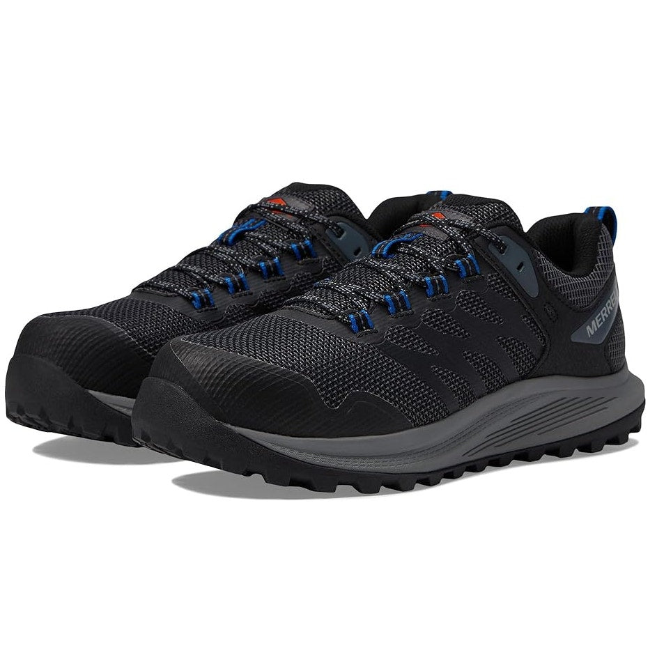 Merrell Mens Nova 3 Work Sneakers US 11.5 Black Blue SR Comp Toe Shoes NIB