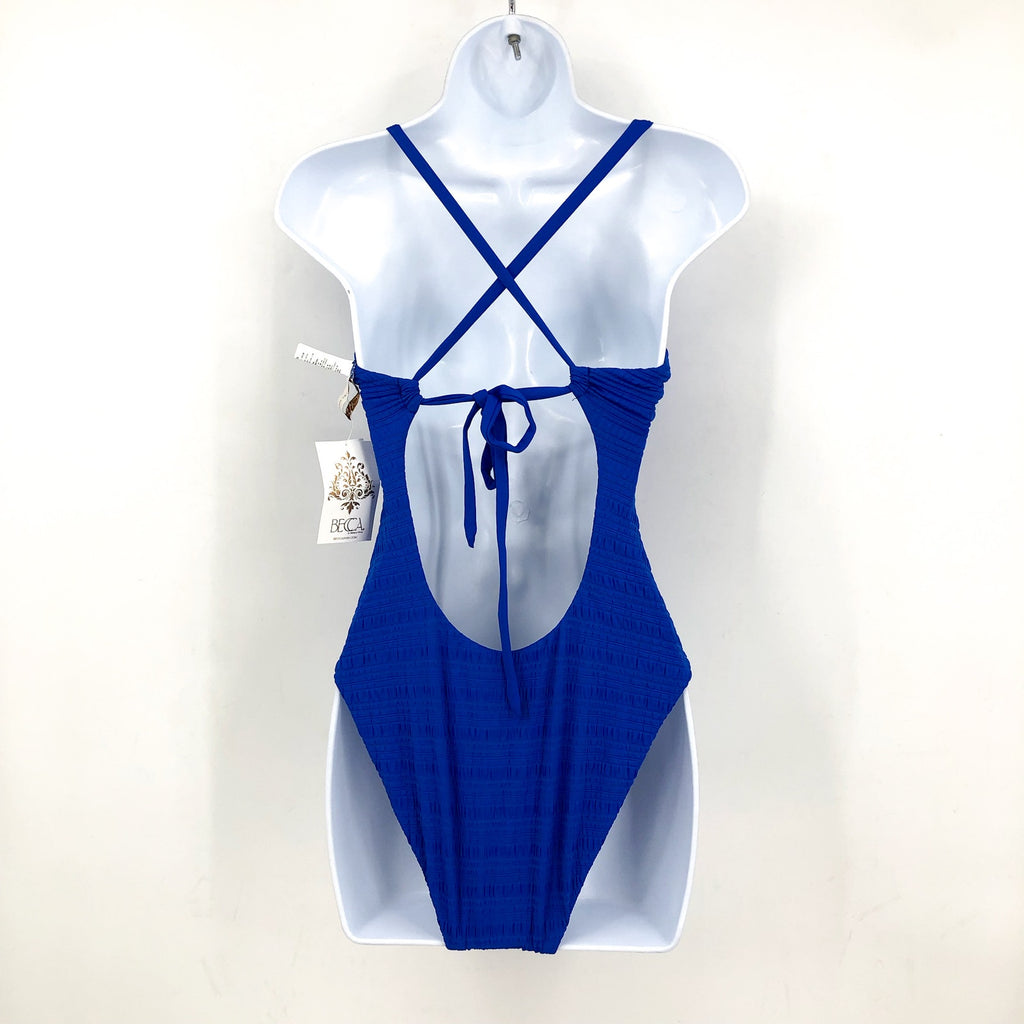 BECCA Women's Coast Ariyah Plunge One Piece Swimsuit Small Ultramarine Blue NWT