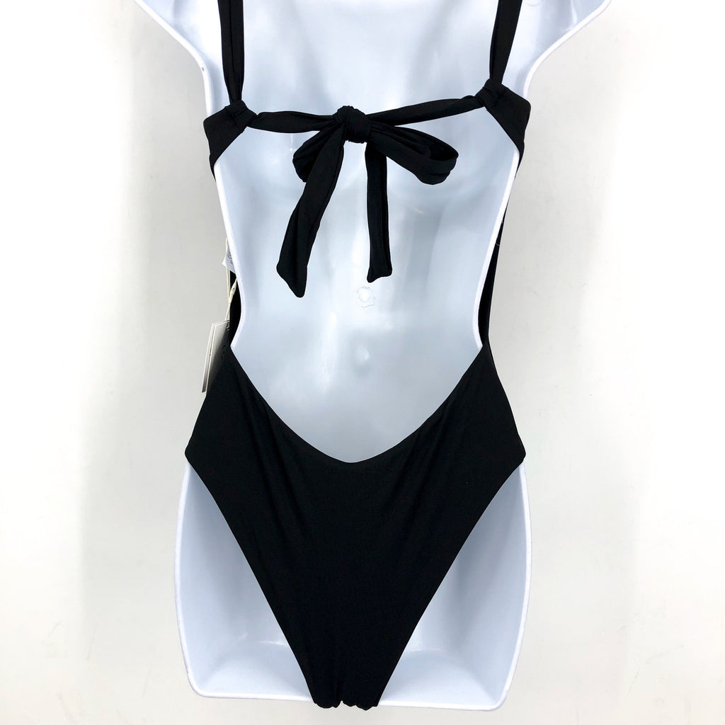 L*SPACE Women's Kendall Classic One Piece Swimsuit Large Black Open Back NWT