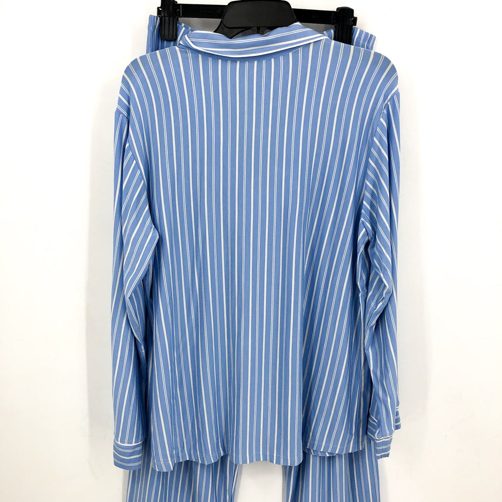 EBERJEY Gisele Print Long PJ Set Small Vista Blue Ivory Stripe TENCEL Modal NWT