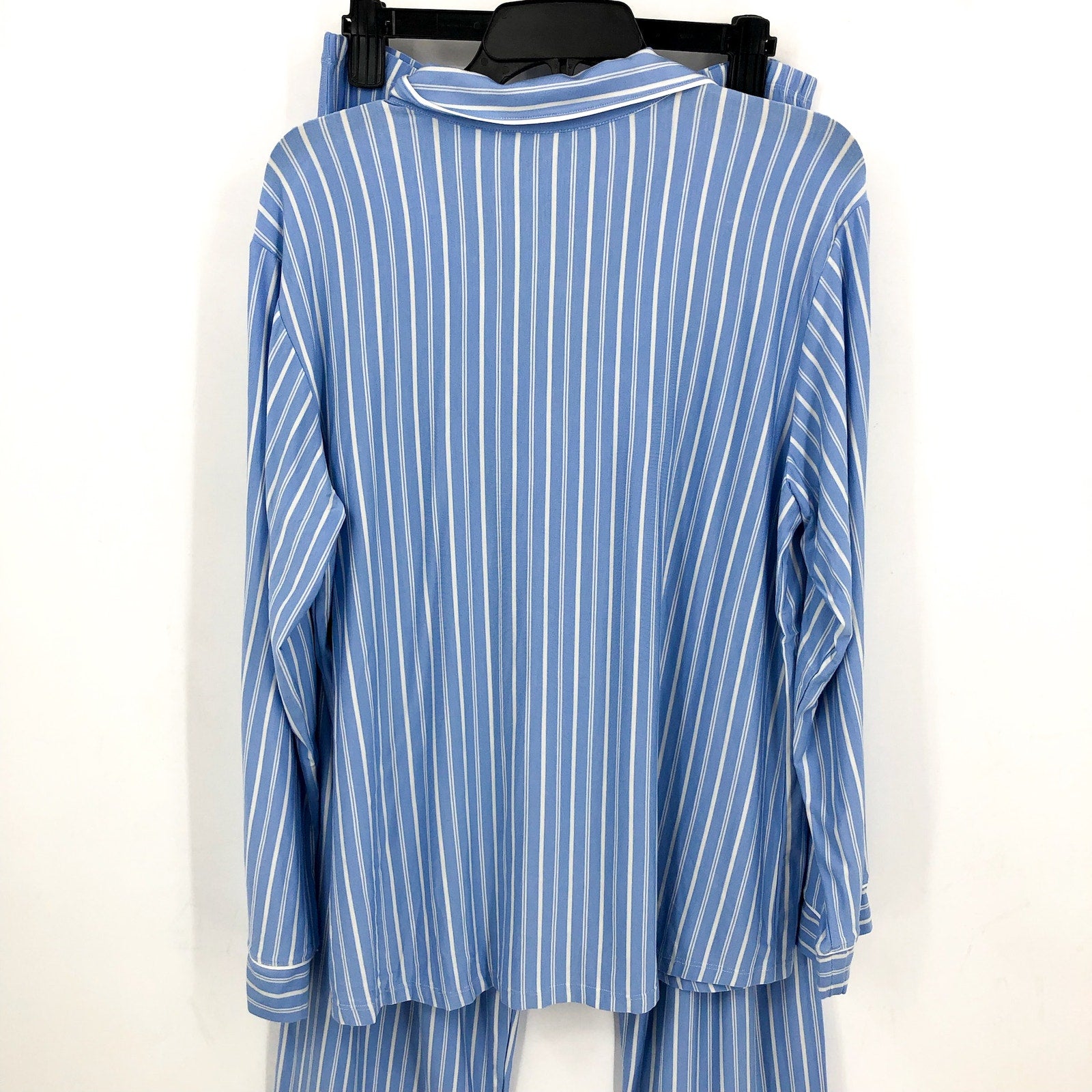 EBERJEY Gisele Print Long PJ Set Small Vista Blue Ivory Stripe TENCEL Modal NWT