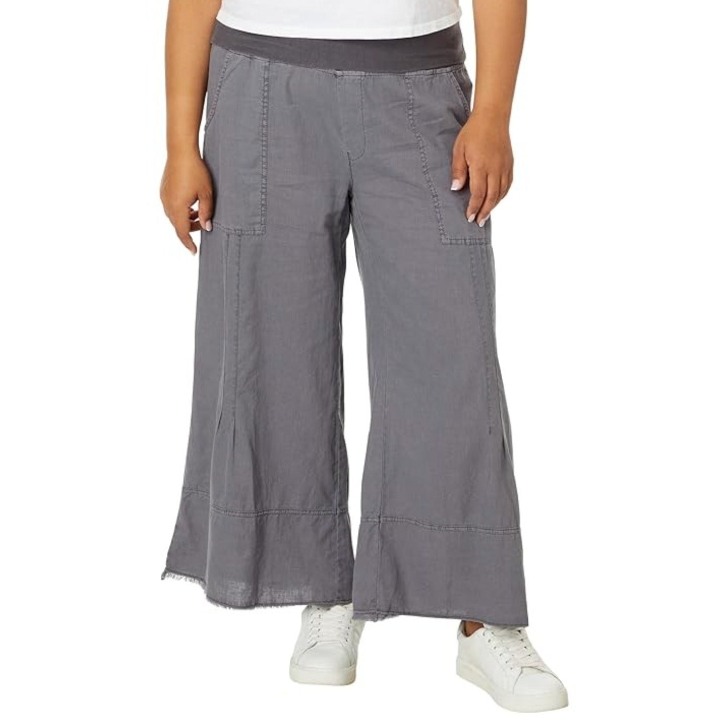 XCVI Women's Garni Crop Casual Pants Large Gray Nebulous Pigment Wide Leg NWT