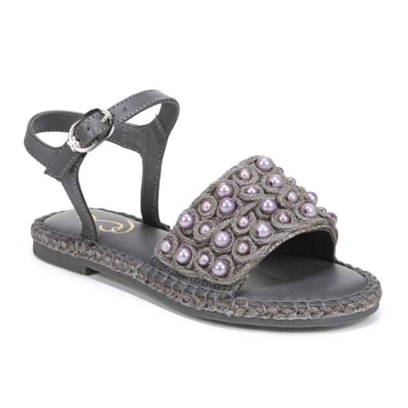 Sam Edelman Kids Holly Sandals Size 1 M EU 32 Mockingbird Grey Linen NIB