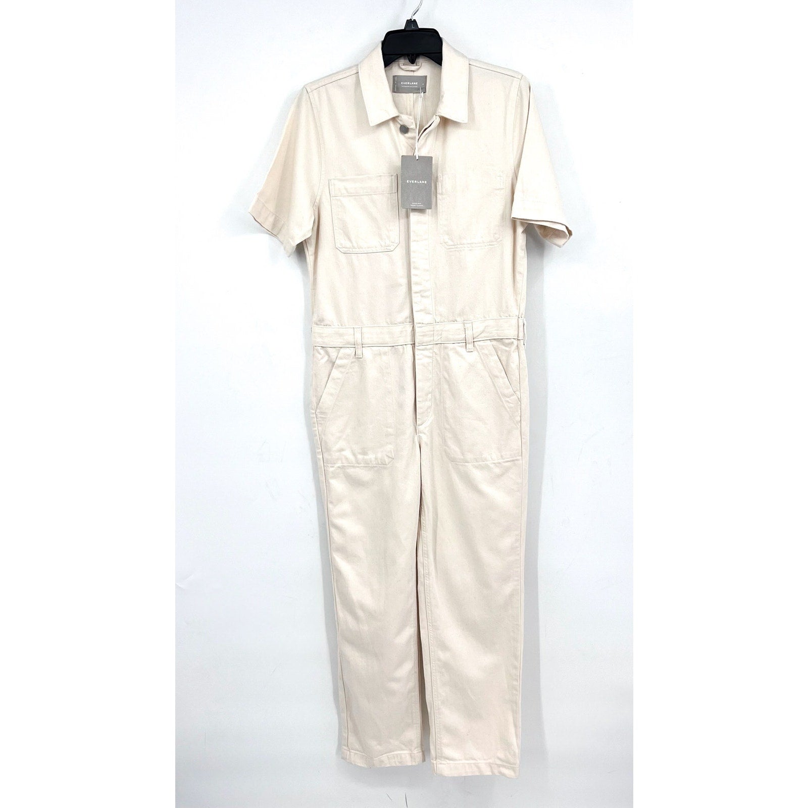 EVERLANE Women's The Supersoft Jean Coverall Size 6 Cream Jumspsuit NWT