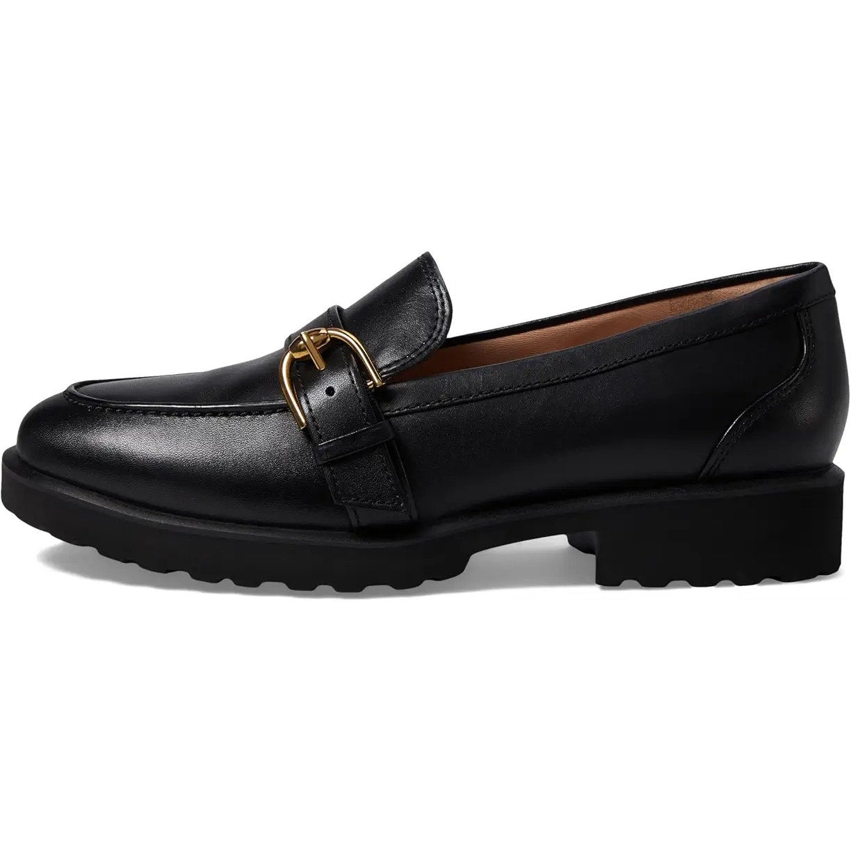 Cole Haan Womens Giana Buckle Loafers US 8 B EU 38.5 Black Leather NIB