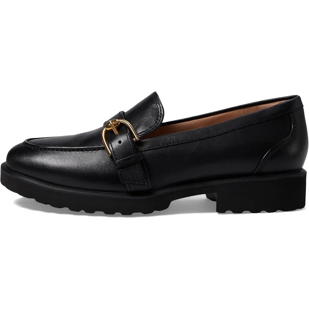 Cole Haan Womens Giana Buckle Loafers US 8 B EU 38.5 Black Leather NIB