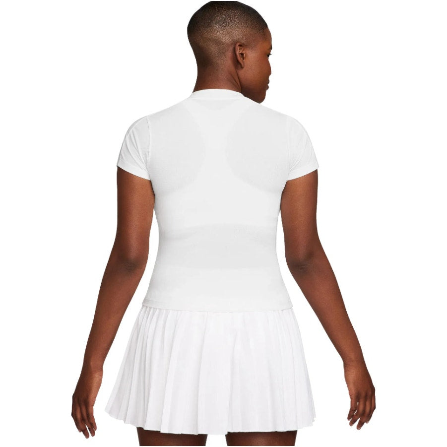 NIKE Women's Court Advantage Tennis T-Shirt Large White Short Sleeve Dri-Fit NWT