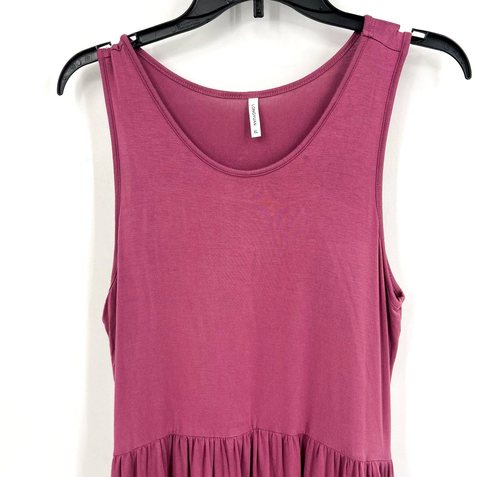 LONGYUAN Womens Stretchy Sun Tank Dress XL Purple Pockets NWOT