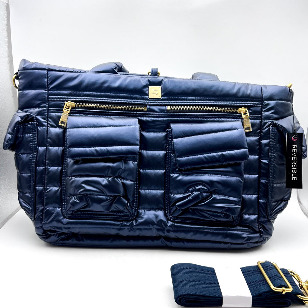THINK ROYLN Women's Two Faced Reversible Tote Bag Dark Blue NWT