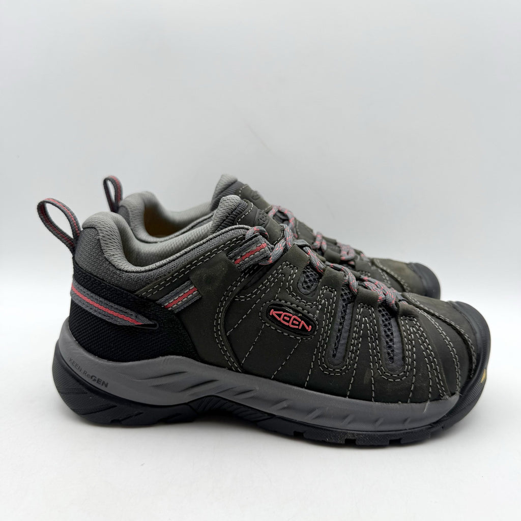 Keen Womens Flint II Steel Toe Work Sneakers Size 5 WIDE Grey Leather NIB