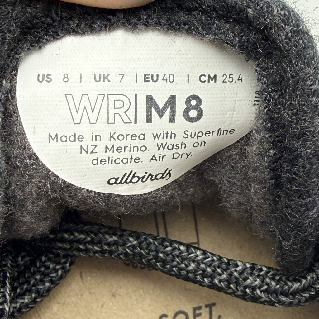 AllBirds Mens Wool Runner Sneakers US 8 EU 40.5 Black Athletic NIB