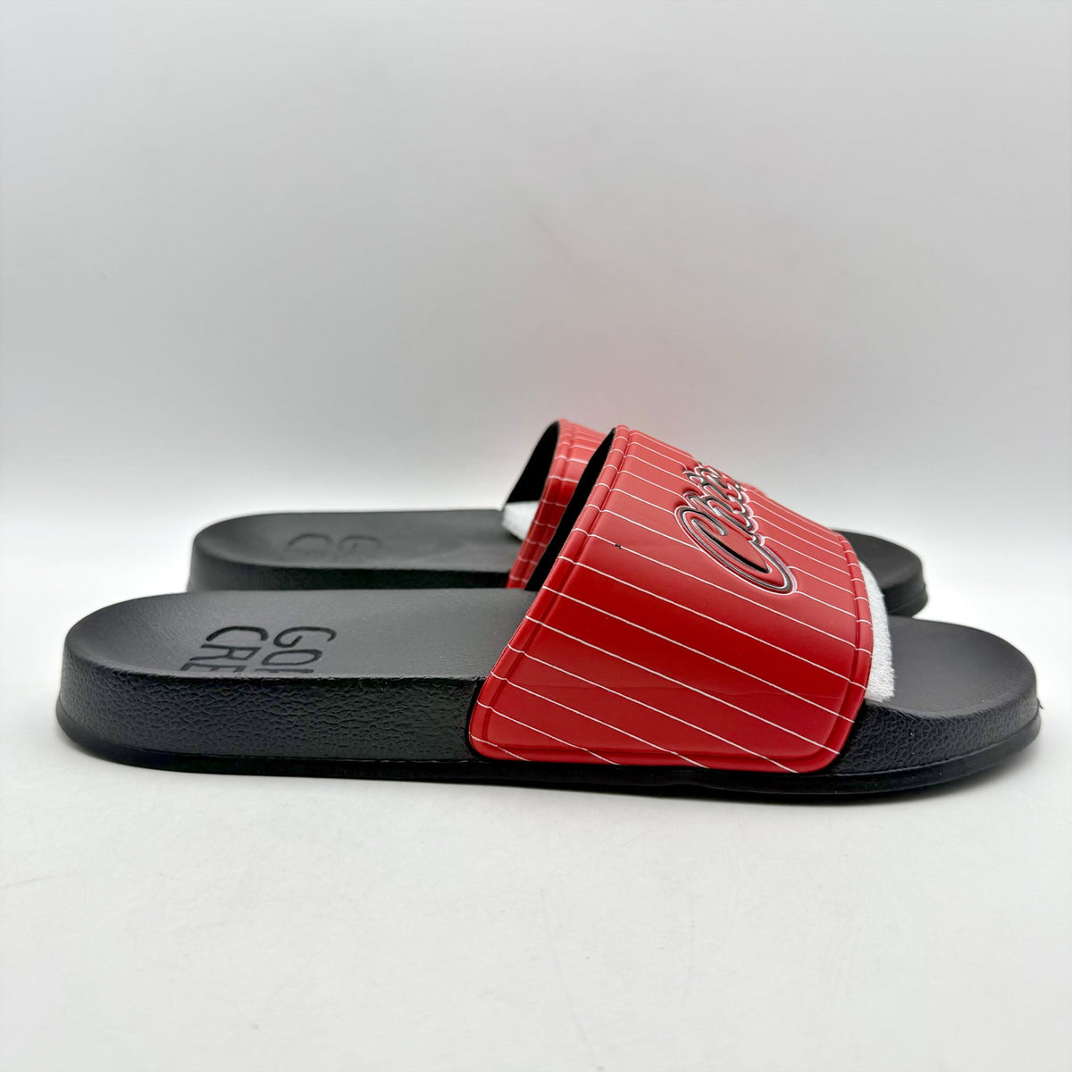 73 Studio Mens Chicago Slides US 11 EU 44 Red Black Rubber NWOB