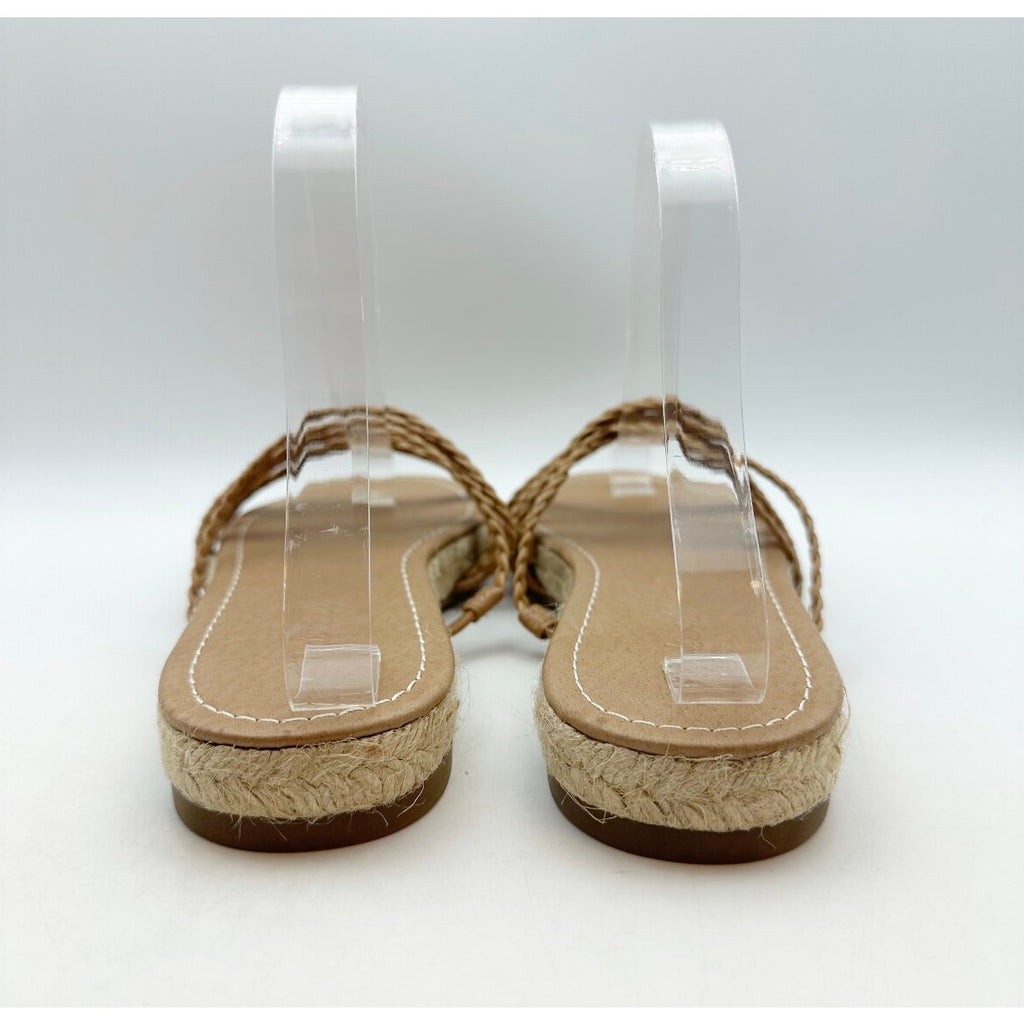 Madewell Women's Kathryn Espadrille Slide Sandal US 8.5 Brown Leather MD777 NWOB