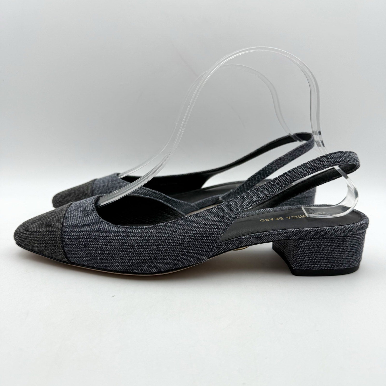Veronica Beard Womens Cecile Denim Cap Toe Slingback Heel US 8 M Blue Black NWOB