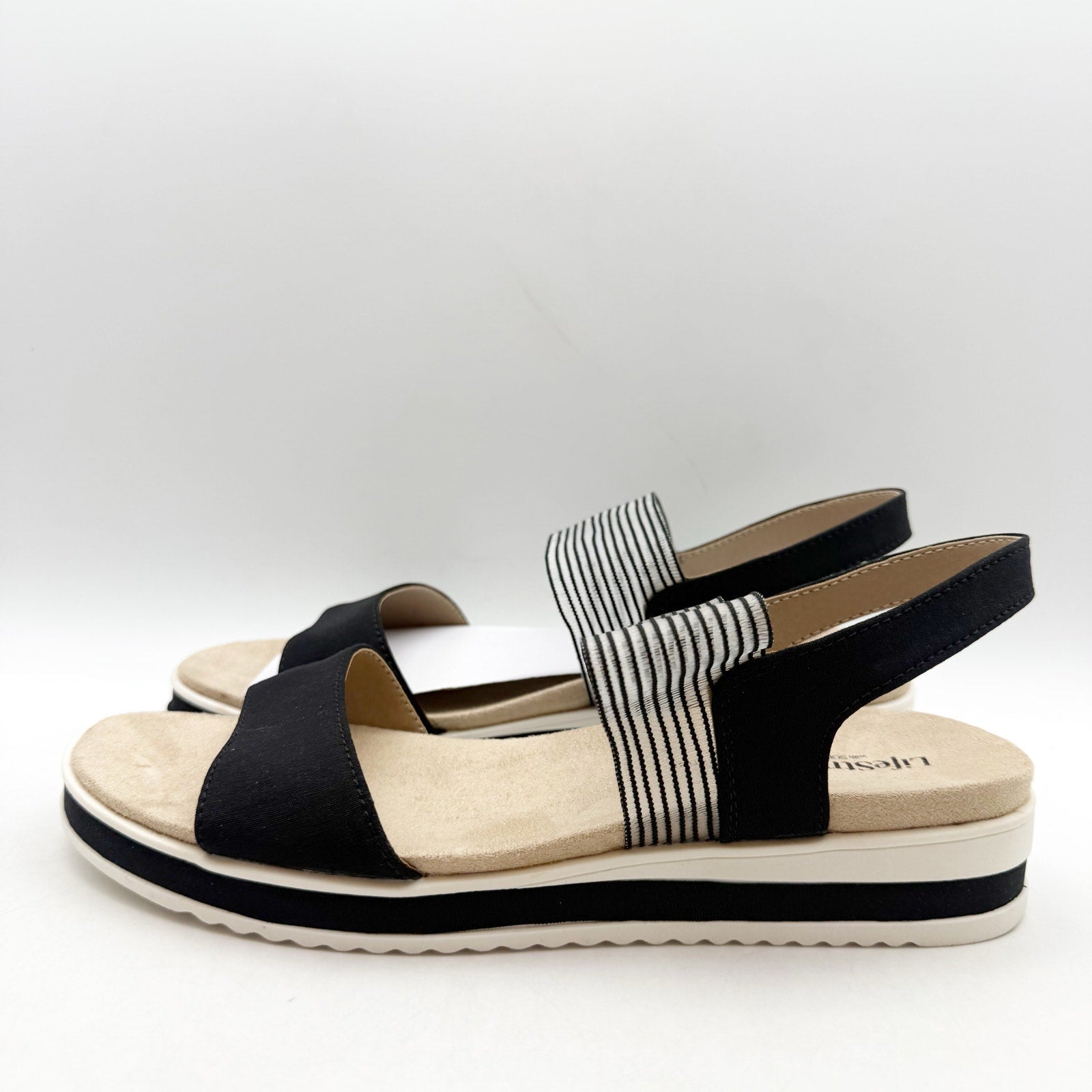 LifeStride Womens Zing Platform Sandals US 7.5 M EU 38 Black NIB