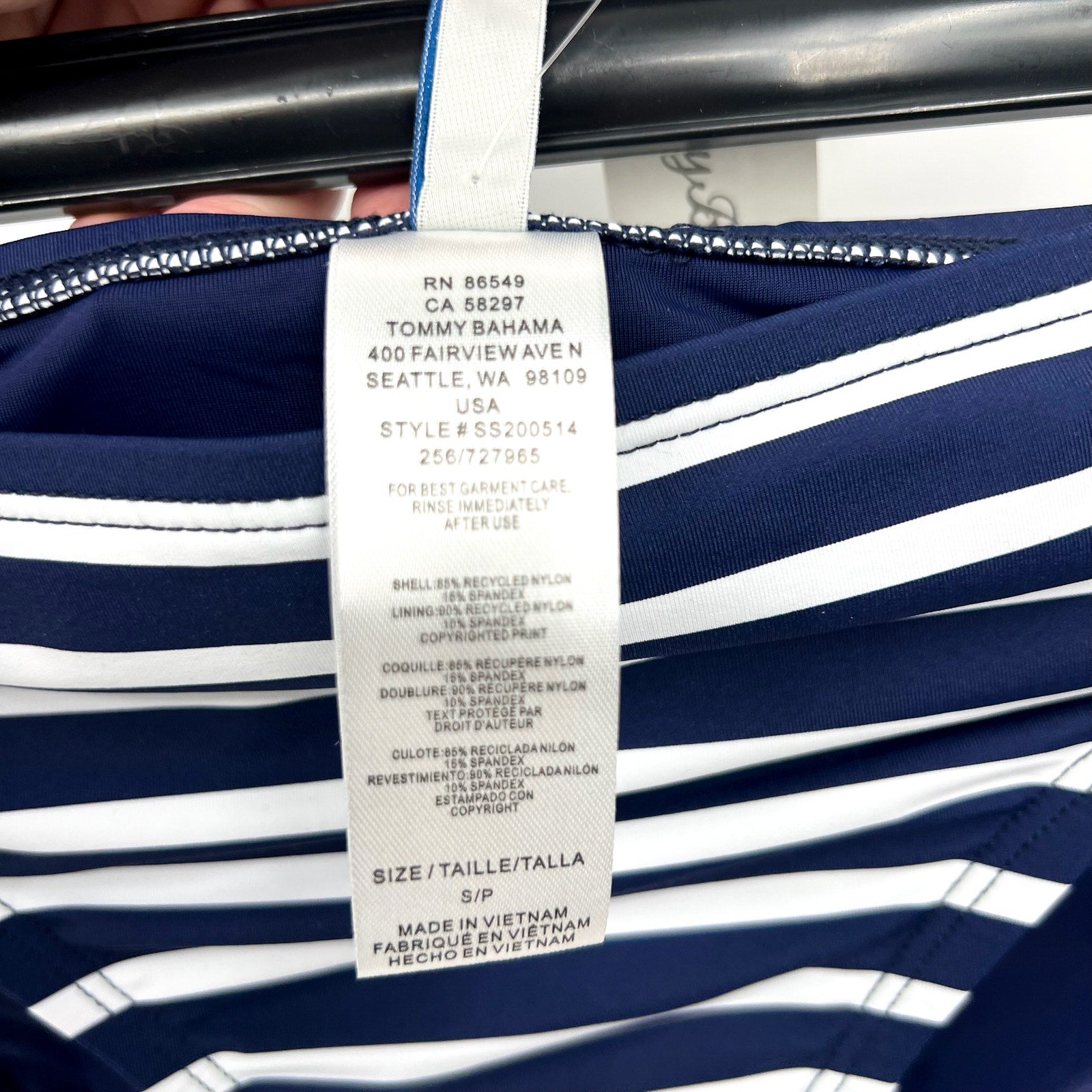TOMMY BAHAMA Women's Coastline Stripe Hipster Bikini Bottom Small Blue White NWT