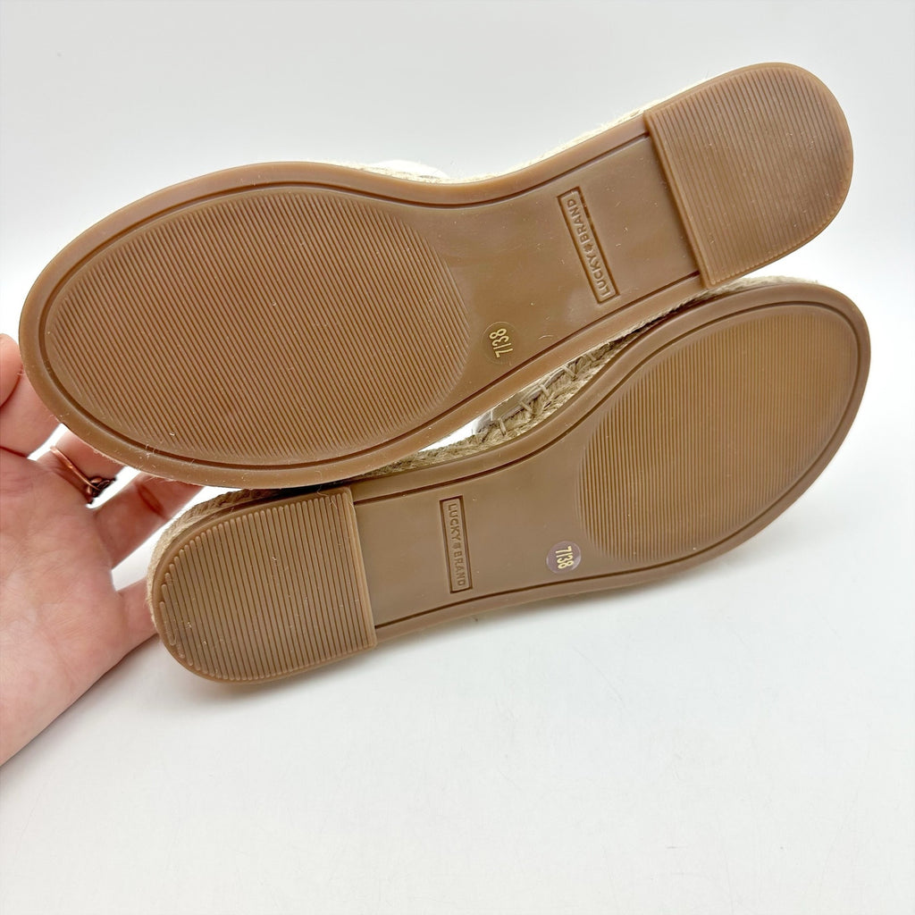 Lucky Brand Womens Biricha Slide Sandals Size 7 M Grey Taupe Leather NIB
