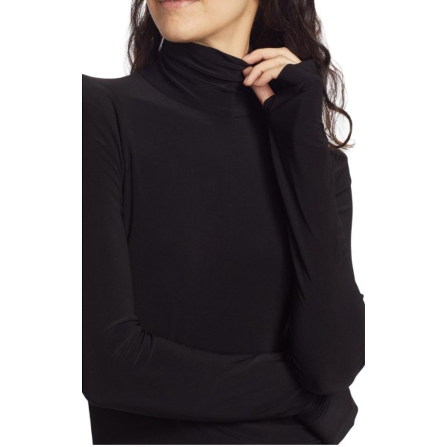 NORMA KAMALI Turtleneck Jersey Long-Sleeve Mini Dress Medium/38 Black NWOT