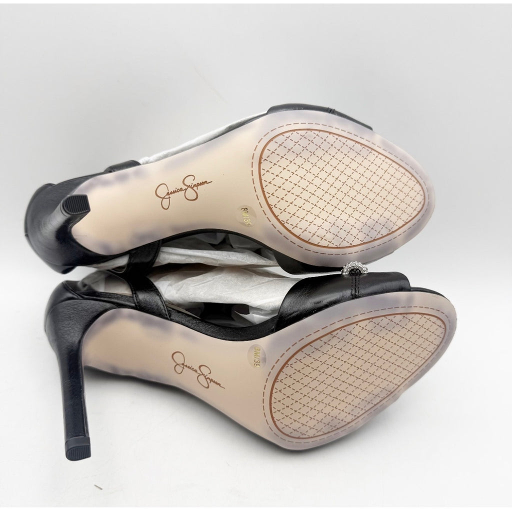 JESSICA SIMPSON Women's Juminee Stiletto Sandals US 8 M Black Ankle Strap NIB
