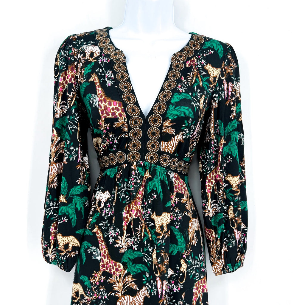 LILLY PULITZER Wexlee Dress Size 2 Green Dancing In The Moonlight 3/4 Sleeve NWT
