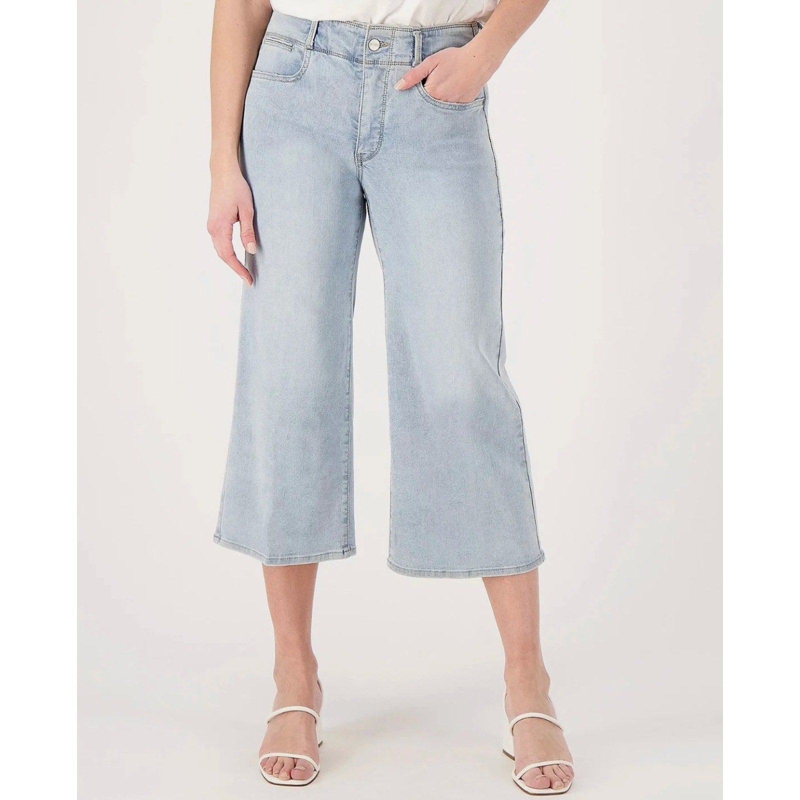 NYDJ Womens Major Wide Leg Capri Jeans 18W PETITE Daybreak Light Blue NWT
