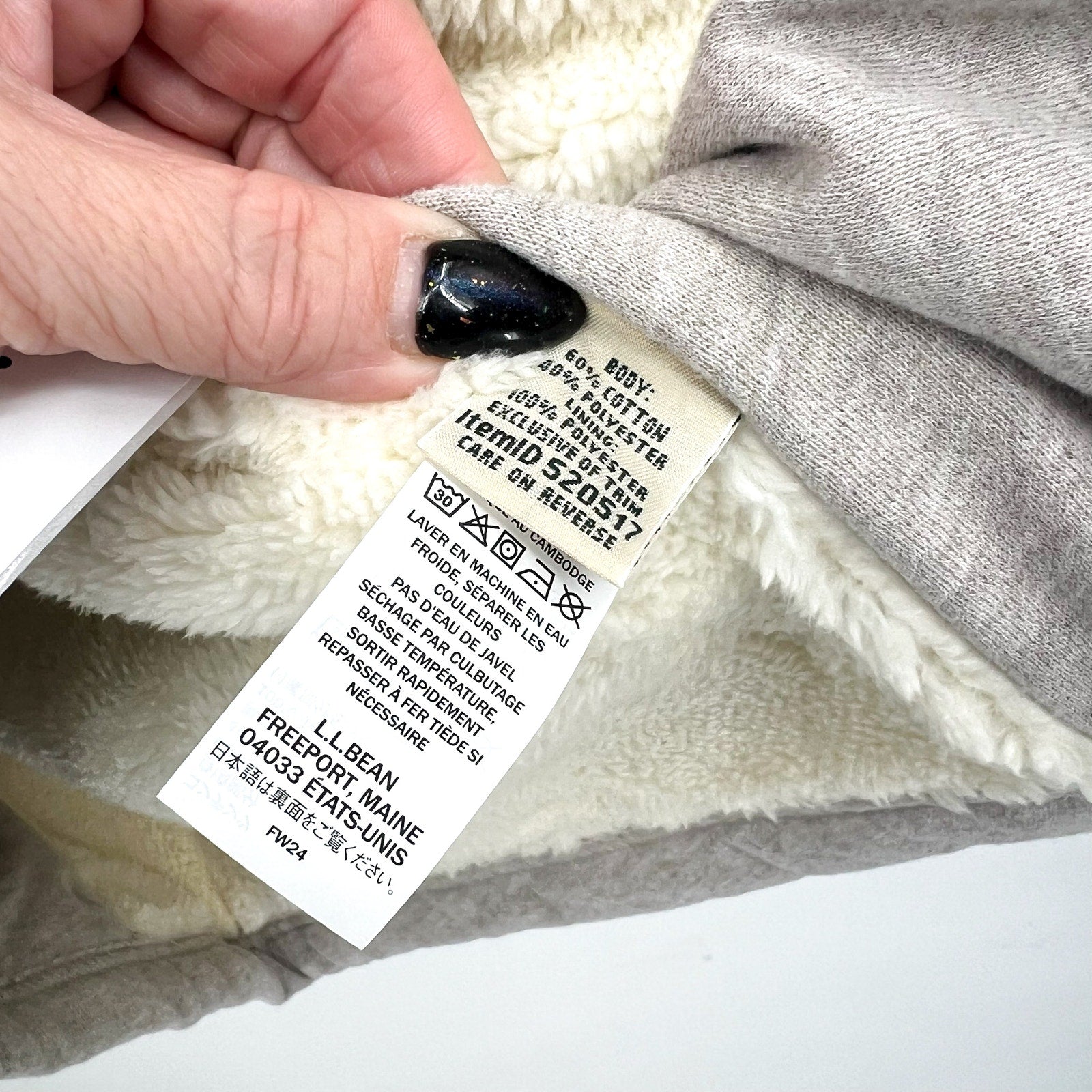 L.L. BEAN Womens 1912 Sherpa Lined Tunic Jacket Medium Grey Oatmeal Full Zip NWT