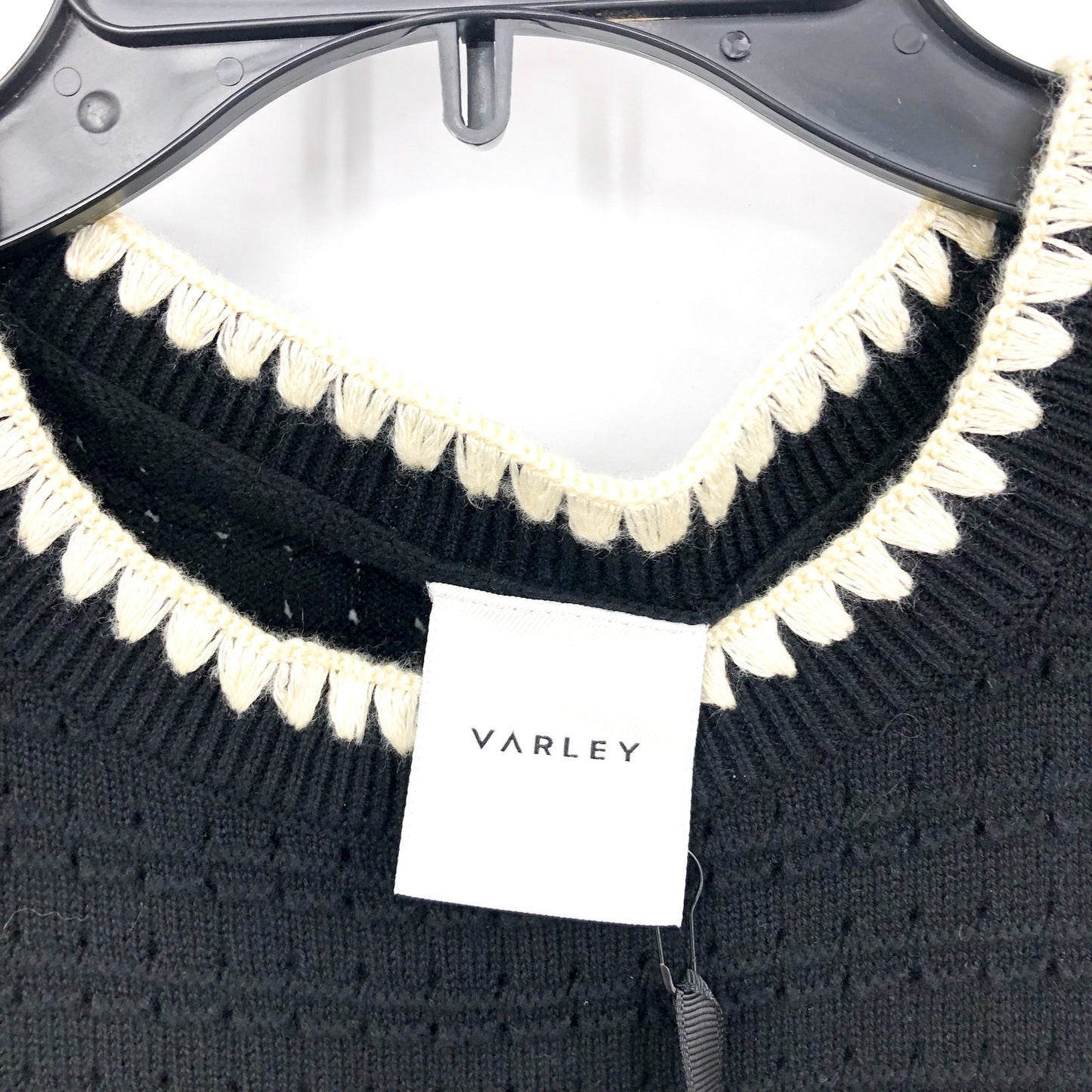 VARLEY Womens Dwight Tank Knit Midi Dress XS Black White Scalloped Edge NWT