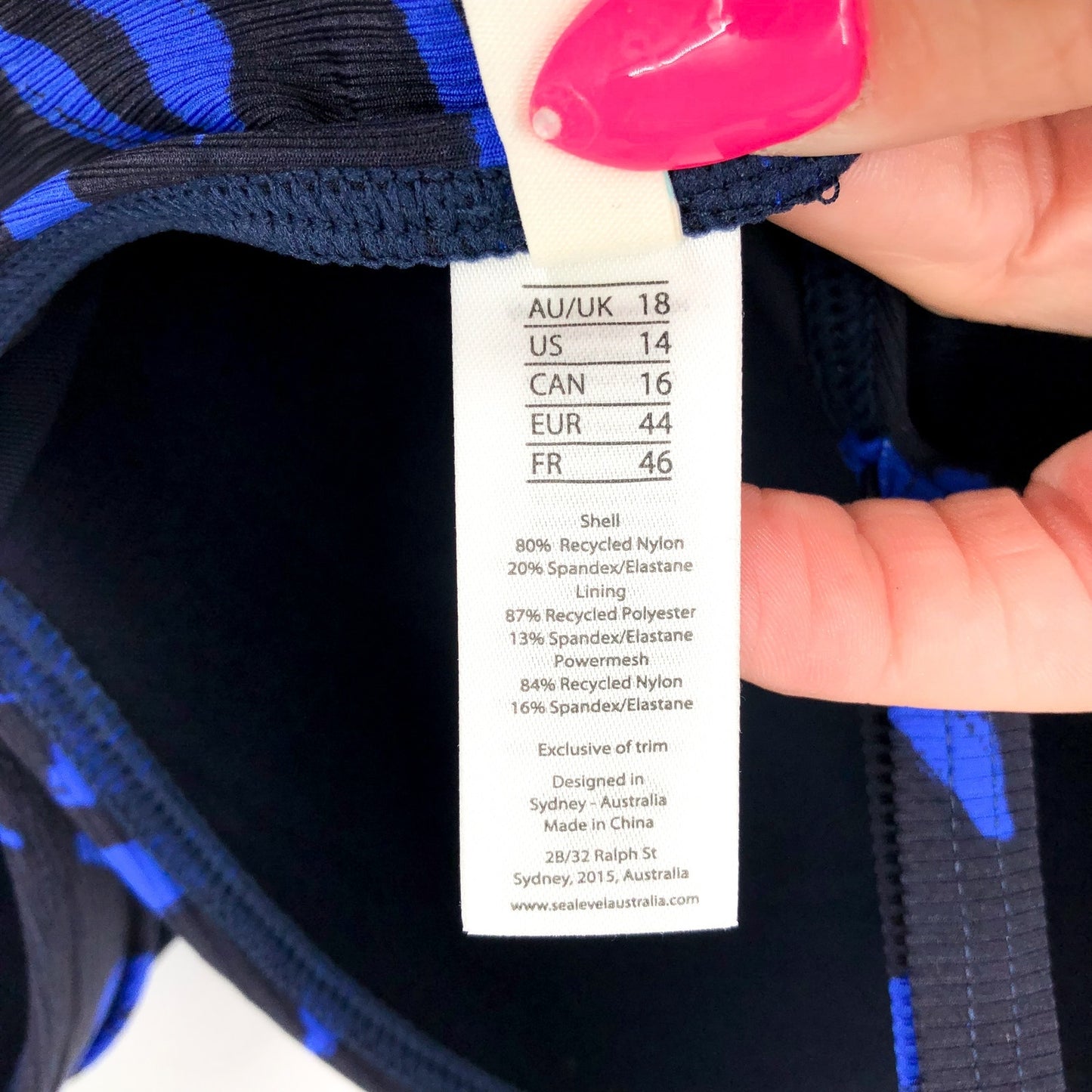 SEA LEVEL SWIM Tradewind Twist Front Tankini Top Size 14 Blue Black