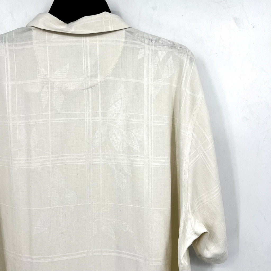 TOMMY BAHAMA Men's Pina Palms Embroidered Shirt XL Cream Continental Silk NWT