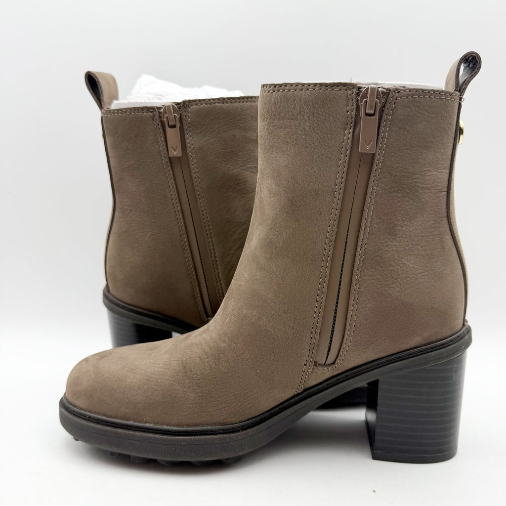Vionic Womens Truckee Heeled Ankle Booties Size 5 M EU 35 Brown Leather NWOB