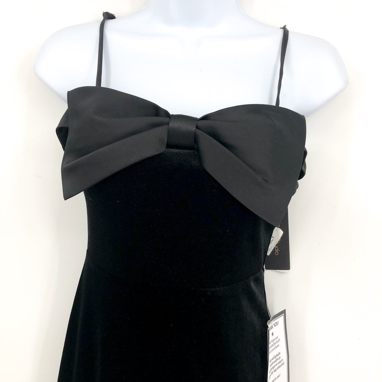 CITY STUDIO Bow-Neckband Long Velvet Gown Size 3-4 Black Formal NWT