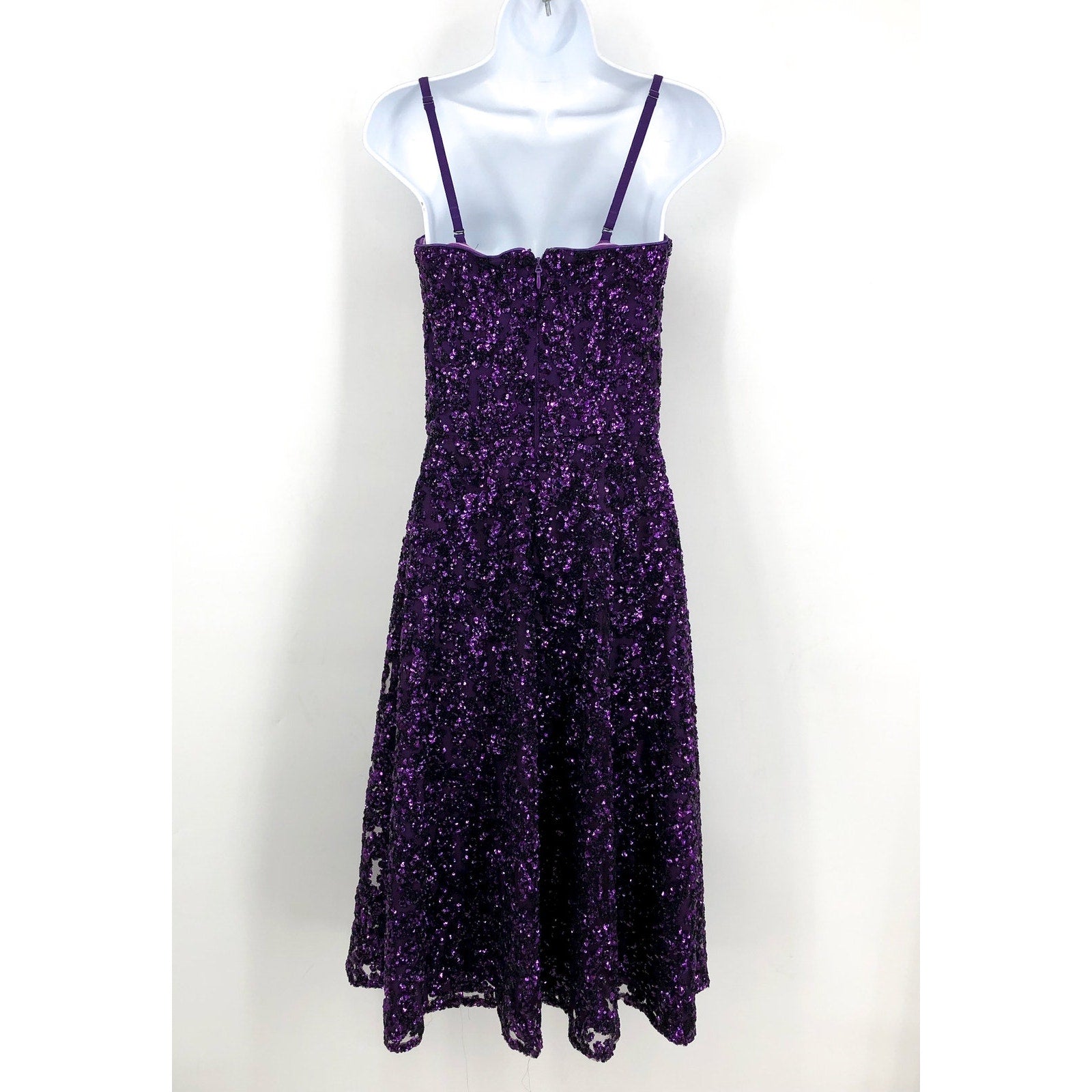 DRESS THE POPULATION Square Neck Sequin Dress XS Purple/Multi NWOT