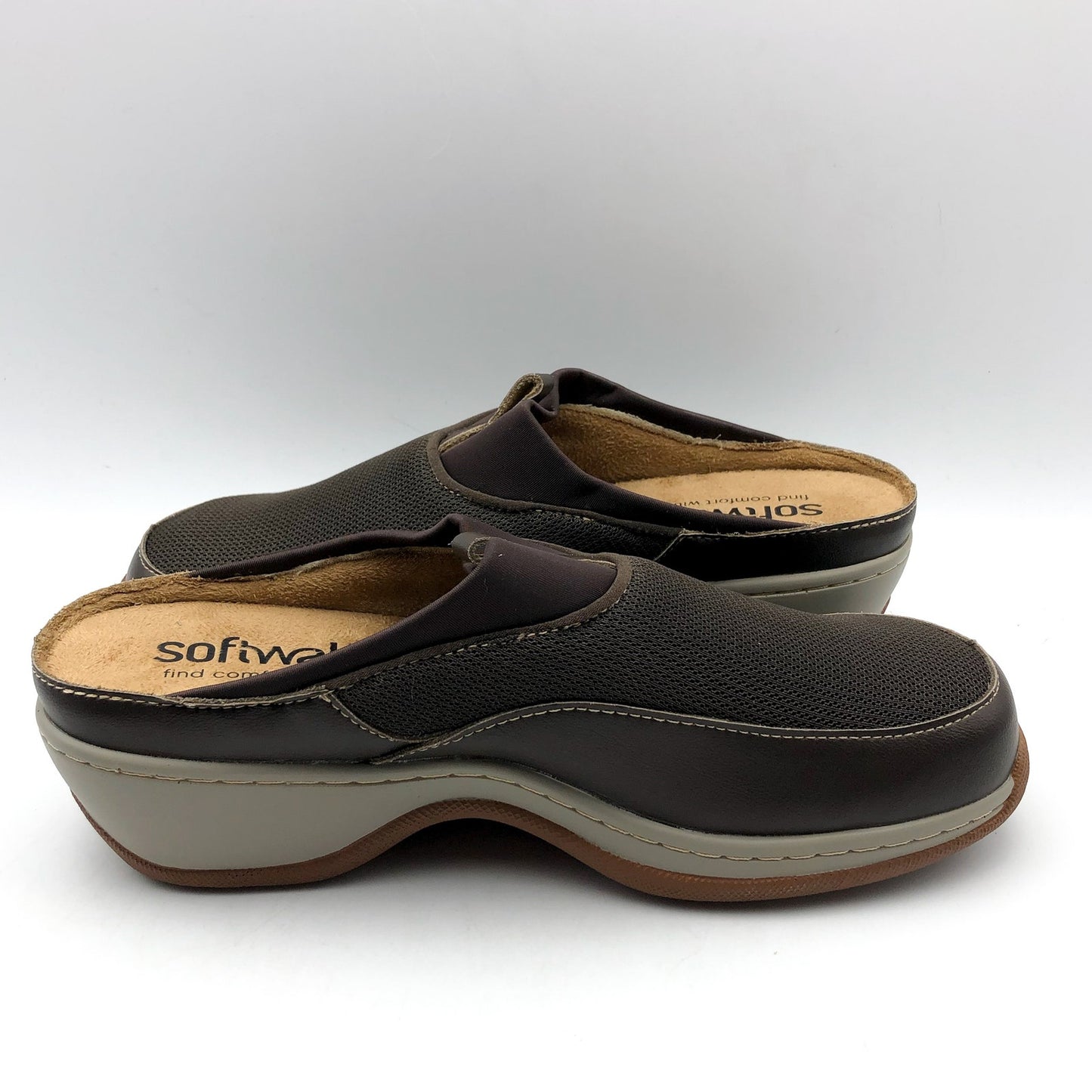 Softwalk Womens Aberdeen Mule Clogs US 7 M EU 37 Dark Brown Leather NIB