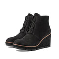 Eileen Fisher Women’s Alpine Ankle Boots Size 9 Black Leather Lace Up Wedge NIB