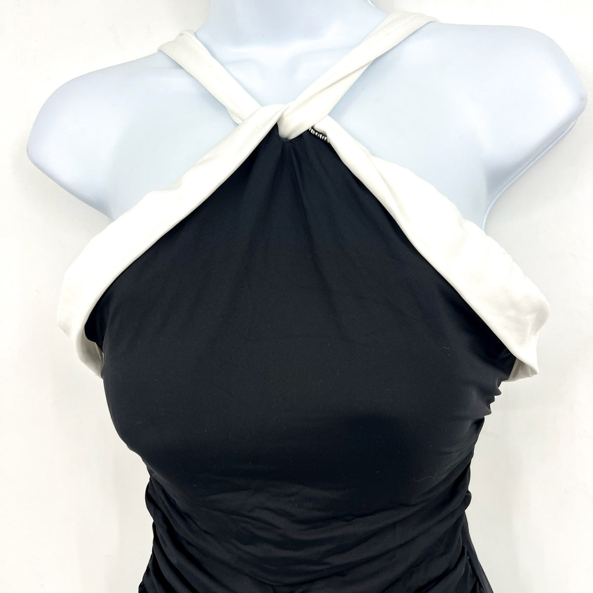 LAUREN RALPH LAUREN Bel Air One Piece Swimsuit Size 16 Black Cross High Neck NWT