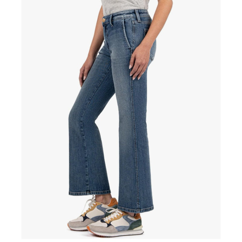 KUT FROM THE KLOTH Women's Kelsey Flare Ankle Jeans Size 12 Blue Mid Rise NWT