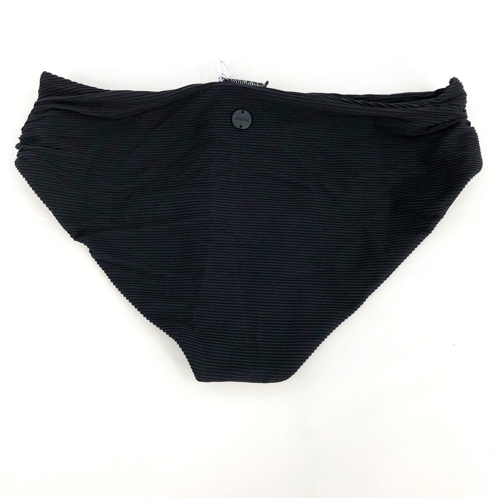 PRANA Women's Marta Bikini Bottom XS Black Ottoman Ribbed Fold Over Band NWT