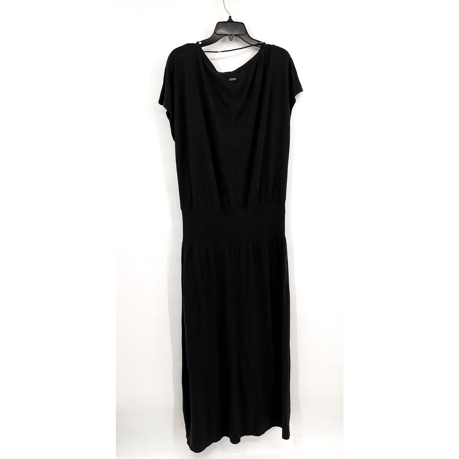 PRANA Women's Cozy Up Skyland Dress Large Black Stretch Boatneck NWT