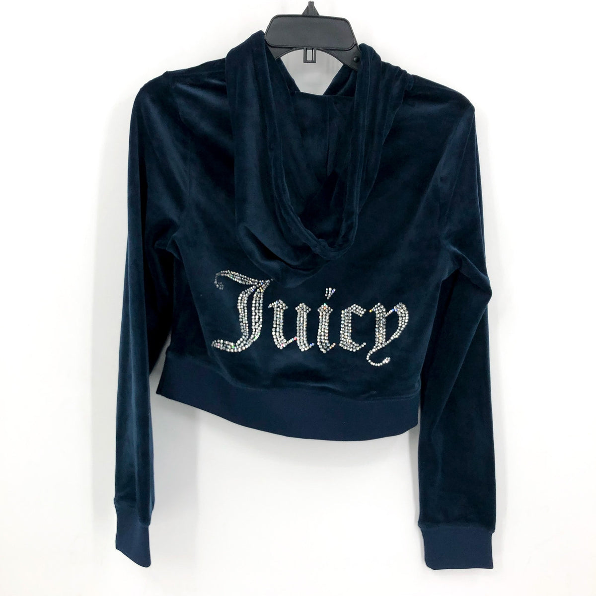 JUICY COUTURE Women's OG Big Bling Velour Hoodie Medium Regal Blue Zip NWT