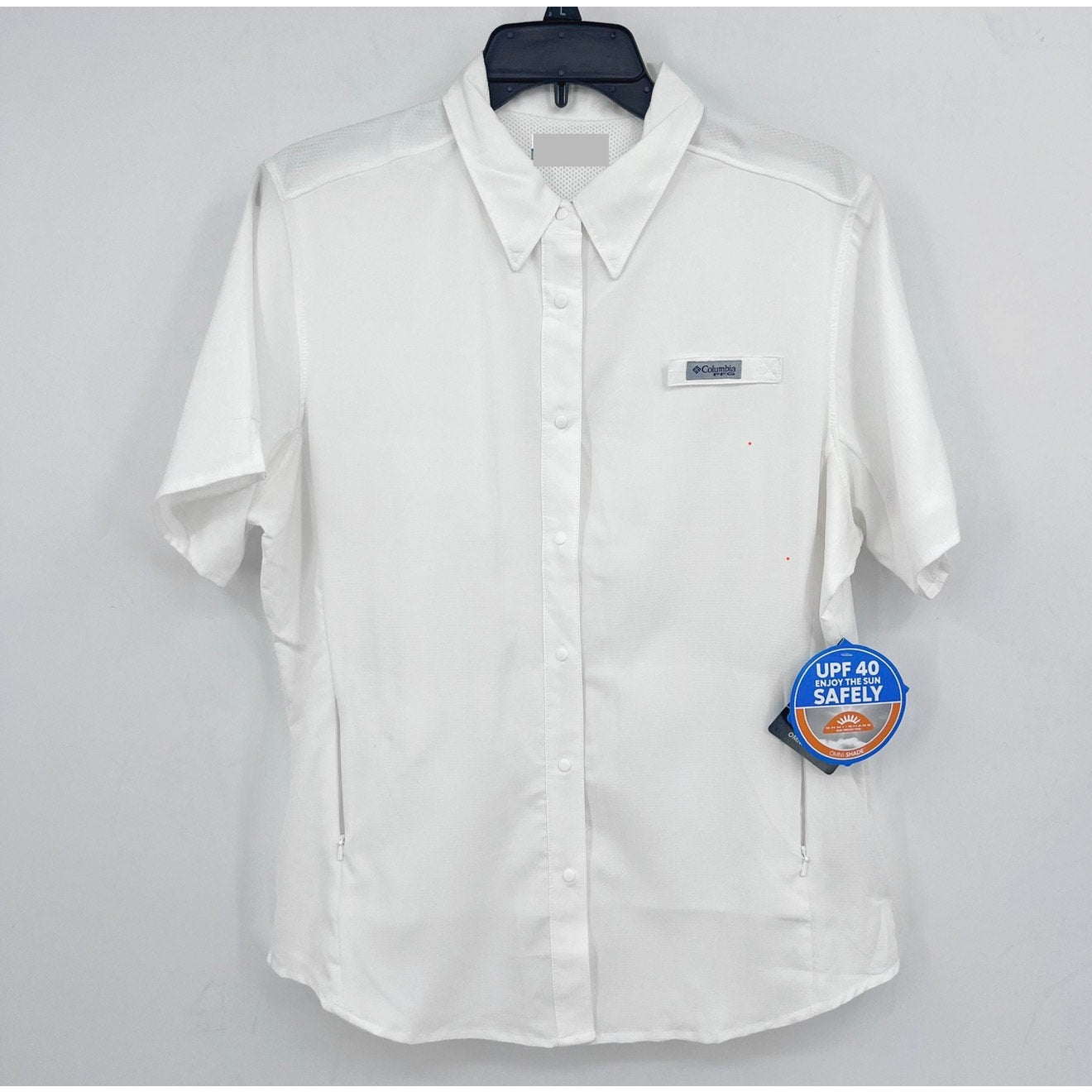 COLUMBIA Women's PFG Tamiami II Shirt Large White Short Sleeve UPF 40+ NWT