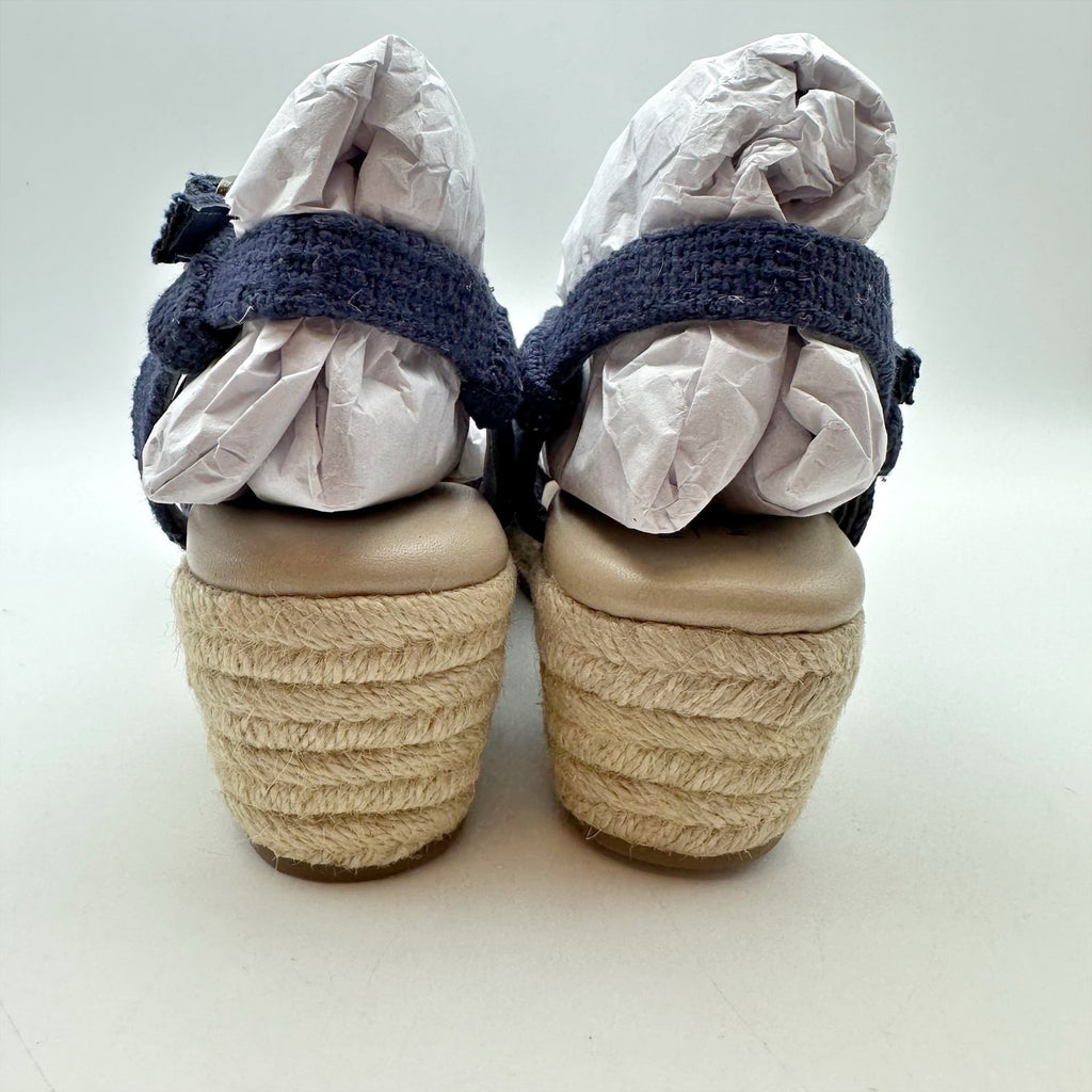 Coldwater Creek Callie Espadrille Sandals Size 6.5 Navy Blue Walk With Me NWOB