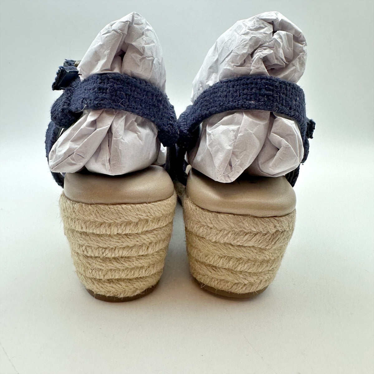 Coldwater Creek Callie Espadrille Sandals Size 6.5 Navy Blue Walk With Me NWOB