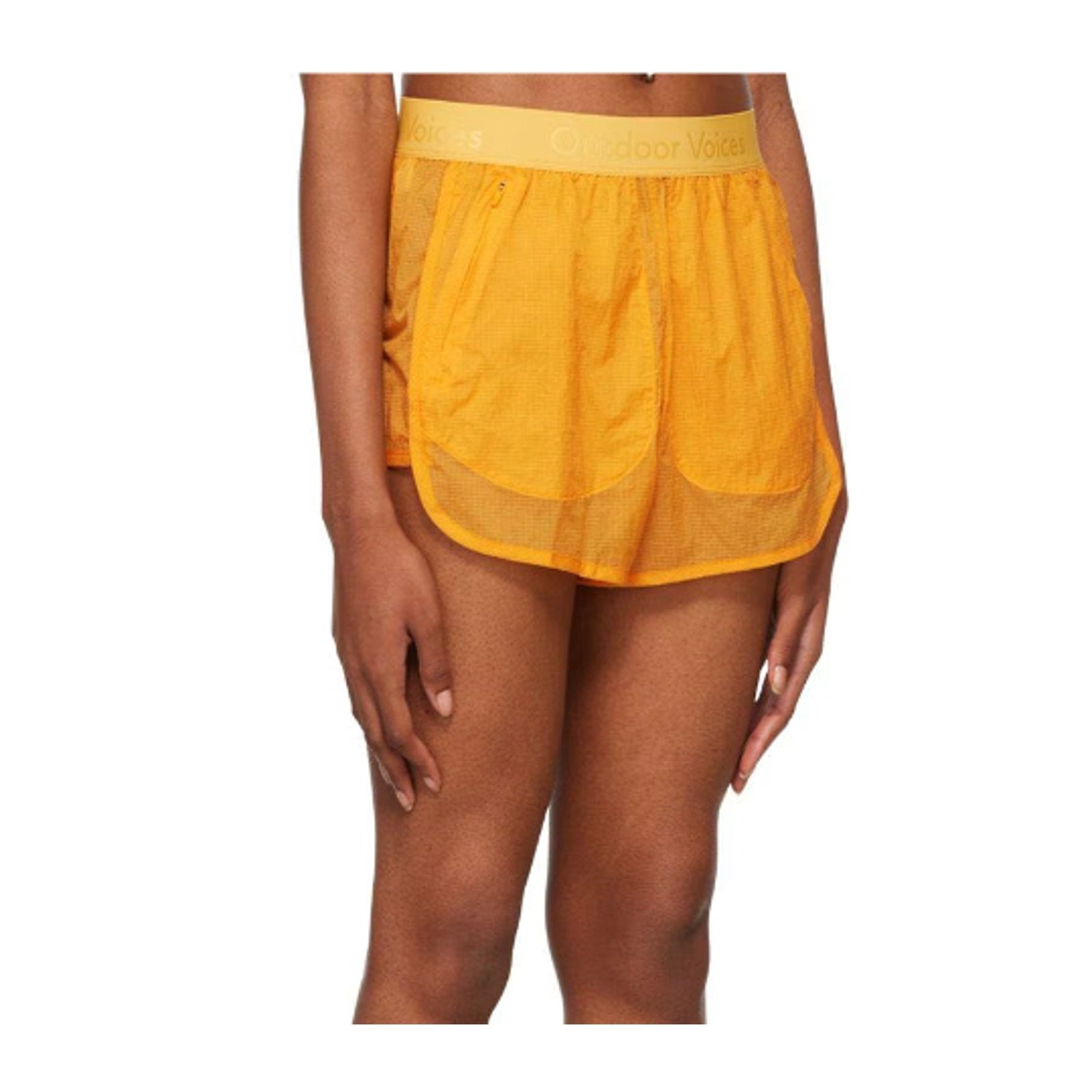 OUTDOOR VOICES Women's BreakLite 4" Shorts Medium Mango Yellow Lightweight NWT