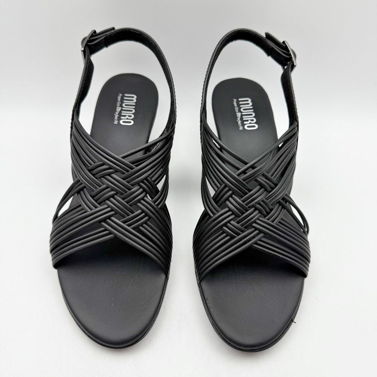 MUNRO Women's Marianna Heel Sandals Size 11 Narrow Black Leather NIB