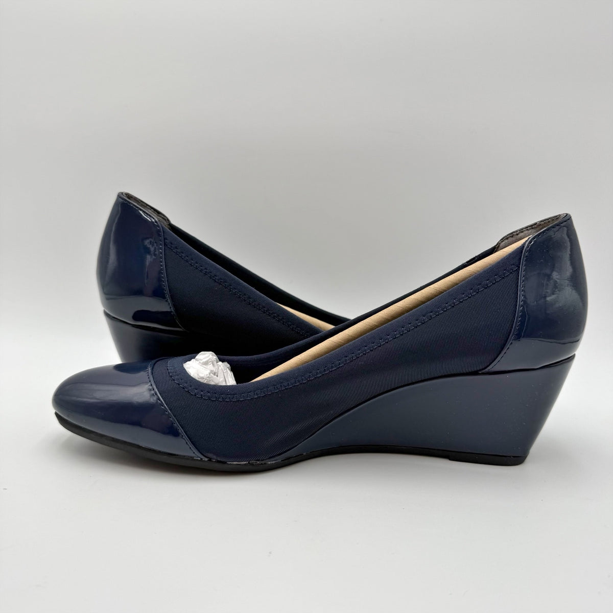 LifeStride Womens Juliana Wedge Pumps Size 8.5 Narrow EU 39 Navy Blue NIB