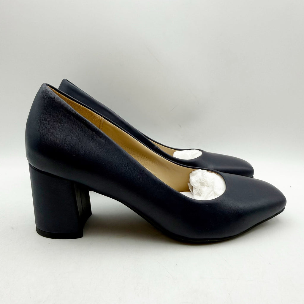 Naturalizer Womens Warner Pumps Size 7 WIDE EU 37.5 Navy Blue Heels Slip On NWOB