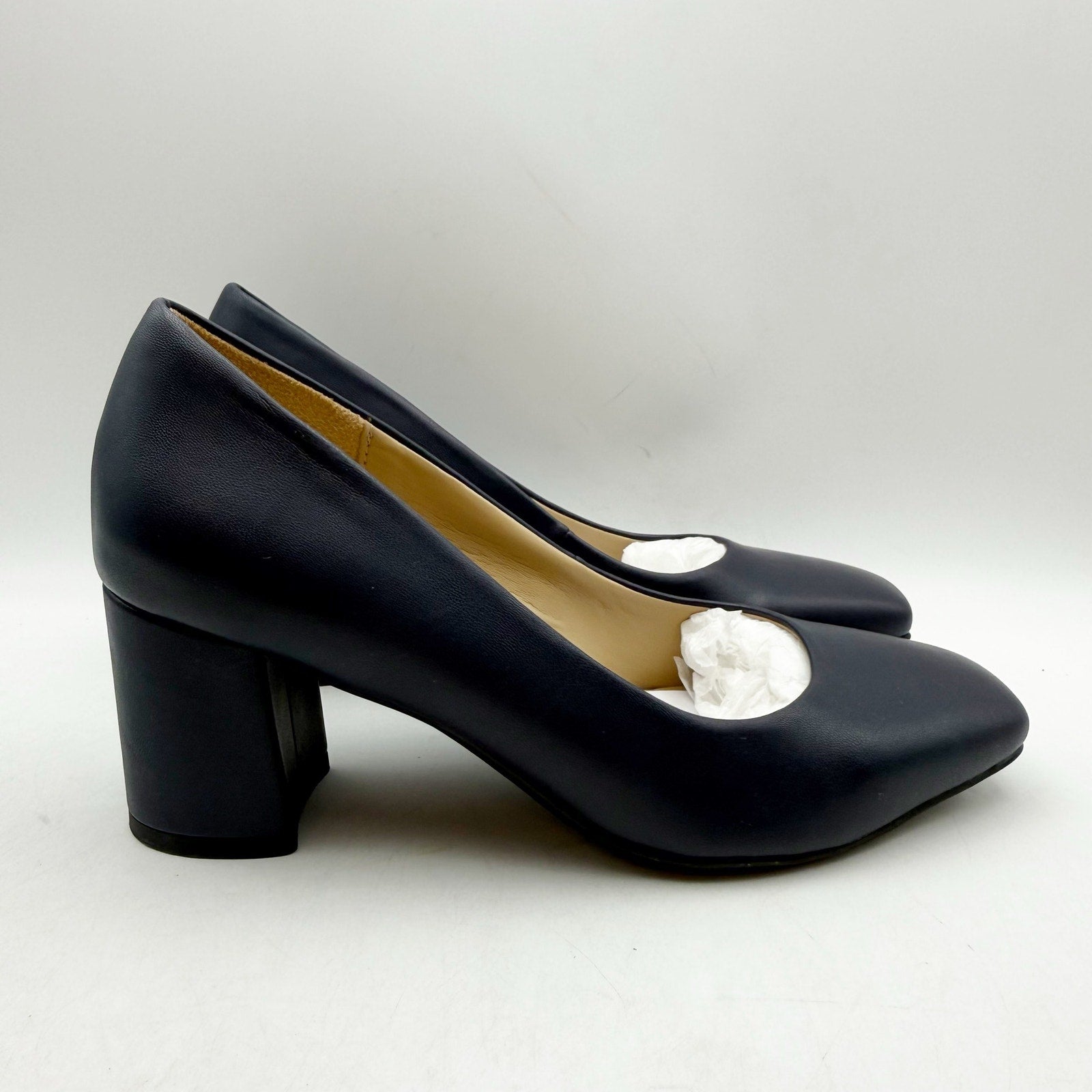 Naturalizer Womens Warner Pumps Size 7 WIDE EU 37.5 Navy Blue Heels Slip On NWOB