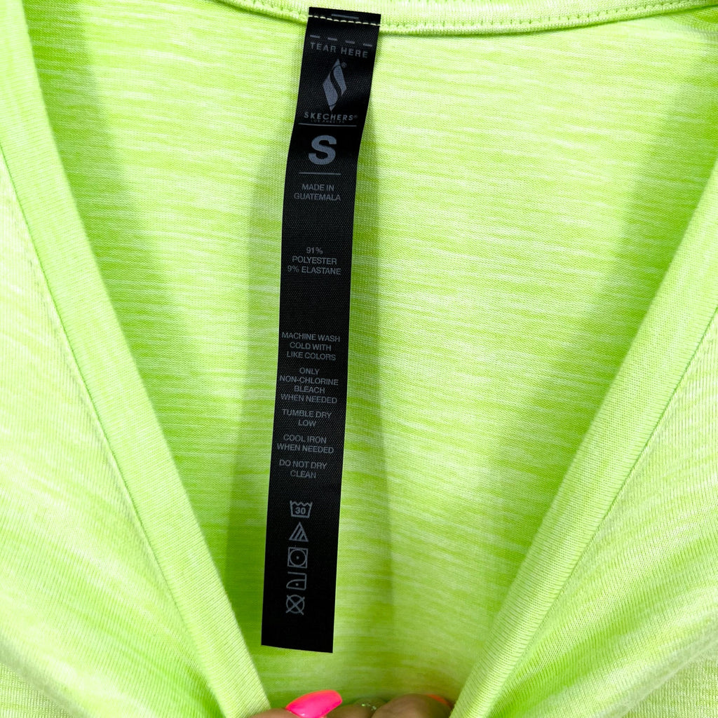 SKECHERS Women's GO DRI Swift Tunic Tee Small Lime Green Short Sleeve NWT